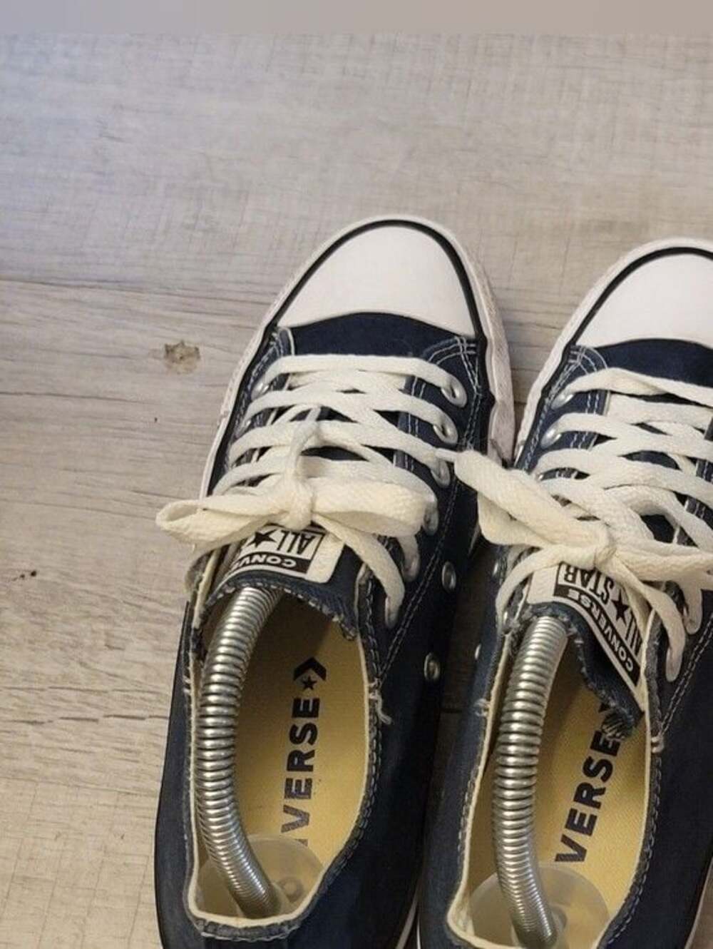 Converse Low Top Sneakers in Navy Blue and White - Picture 2 of 7